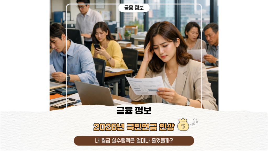 2026년 국민연금 인상, 내 월급 실수령액은 얼마나 줄었을까?