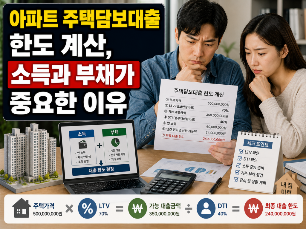 아파트 주택담보대출 한도 계산, 소득과 부채가 중요한 이유