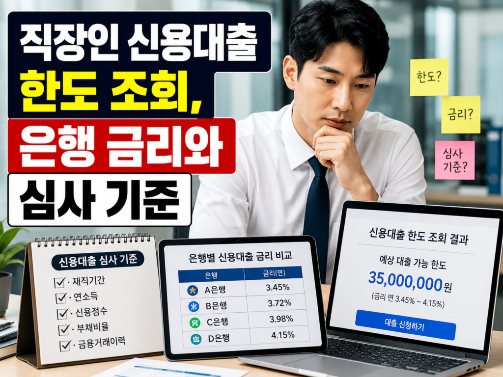 직장인 신용대출 한도 조회, 은행 금리와 심사 기준