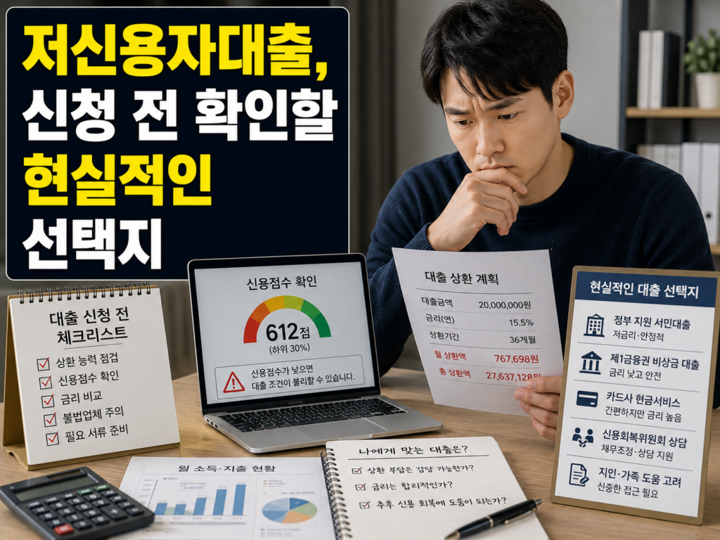 저신용자대출, 신청 전 확인할 현실적인 선택지