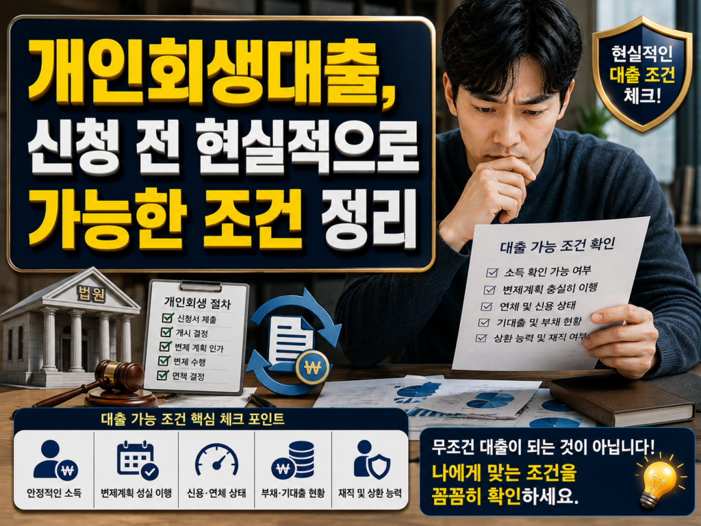 개인회생대출, 신청 전 현실적으로 가능한 조건 정리