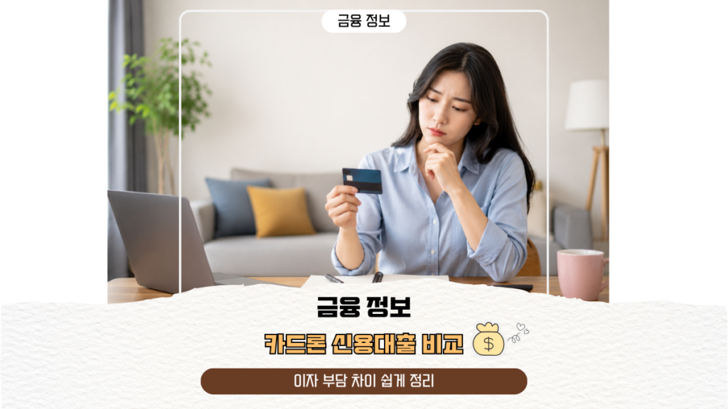 카드론 신용대출 비교, 이자 부담 차이 쉽게 정리