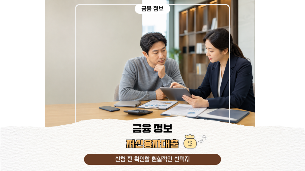 저신용자대출, 신청 전 확인할 현실적인 선택지