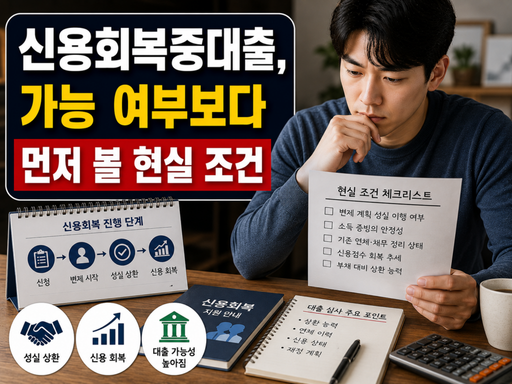 신용회복중대출, 가능 여부보다 먼저 볼 현실 조건