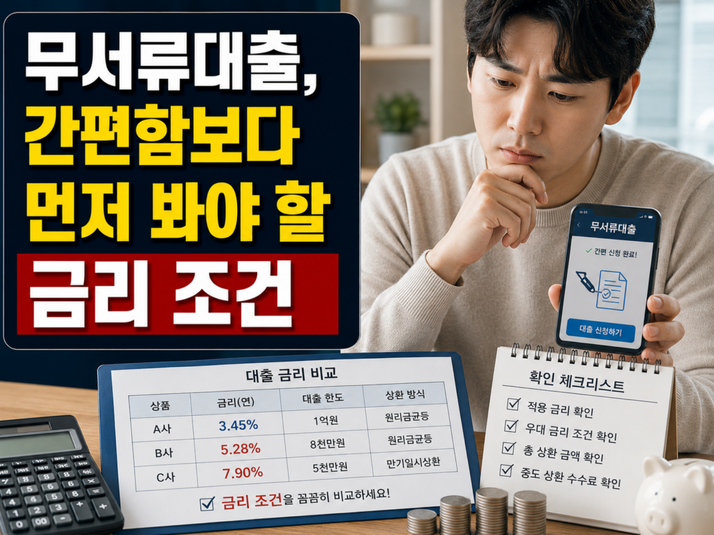 무서류대출, 간편함보다 먼저 봐야 할 금리 조건