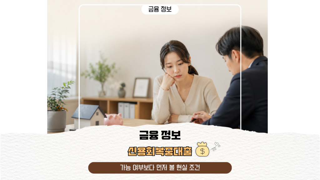 신용회복중대출, 가능 여부보다 먼저 볼 현실 조건