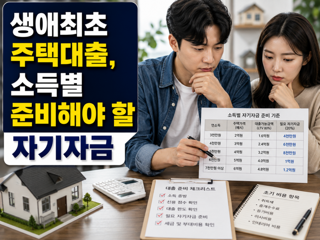 생애최초 주택대출, 소득별 준비해야 할 자기자금